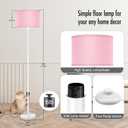 Floor Lamp, Standing Lamp, Short Floor Lamps with Pink Lampshade, 59" Tall Lamps for Bedroom, Foot Switch, Simple Corner Pole Lamp for Kids Room, Girls Room, Living Rooms, Office(NO Bulb, E26 Base)