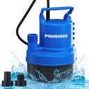 1/3 HP Submersible Water Pump 2000 GPH Portable Small Sump Pump For Pool Cover, Basements, Puddles, Gardens Ponds With 16.4 Ft Power Cord and Hose Adapters, Blue