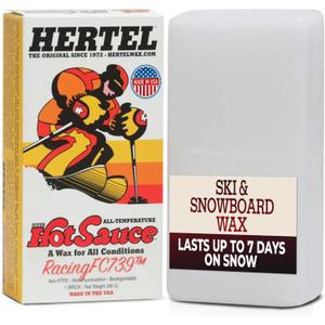 Hertel Racing FC739 All Temperature Ski and Snowboard Wax - Easy to Apply, Rub On or Iron On Hot Wax for Snowboards and Skis - Made in USA, All Weather Conditions (340 g)