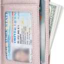 LinsCraft Slim Minimalist Wallet, Small Leather Front Pocket Wallets, RFID Blocking, Credit Card Holder for Men Women (Pink)