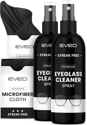 EVEO Eyeglass Cleaner Spray - Glasses Cleaner No Streaks Technology & Microfiber Cleaning Cloth - Glasses Cleaning Kit, Eye Glass Cleaners Spray Lens Cleaner - Screen & Eye Glasses Kit - 1 Pack