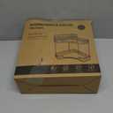 NATURE'S SOURCE Makeup Organizer for Vanity, 2-Tier Corner Bathroom Organizer Countertop with Makeup Brush Holder, Corner Counter Storage for Bathroom Dresser- Green