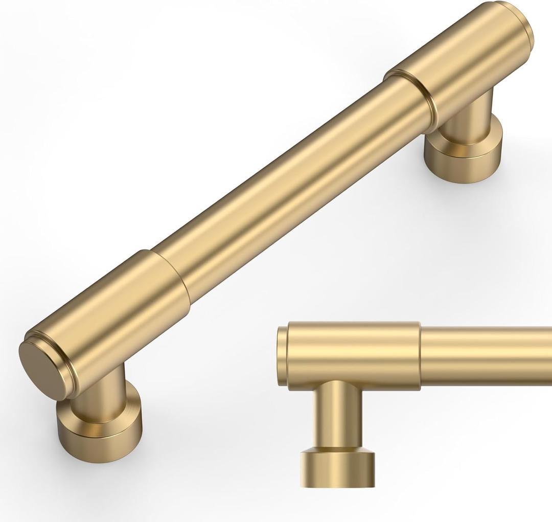 Amerdeco 10 Pack Champagne Bronze Cabinet Pulls 3.75 Inch(96mm) Hole Center Drawer Pulls Cabinet Hardware Kitchen Cabinet Handles for Bathroom ZH0075