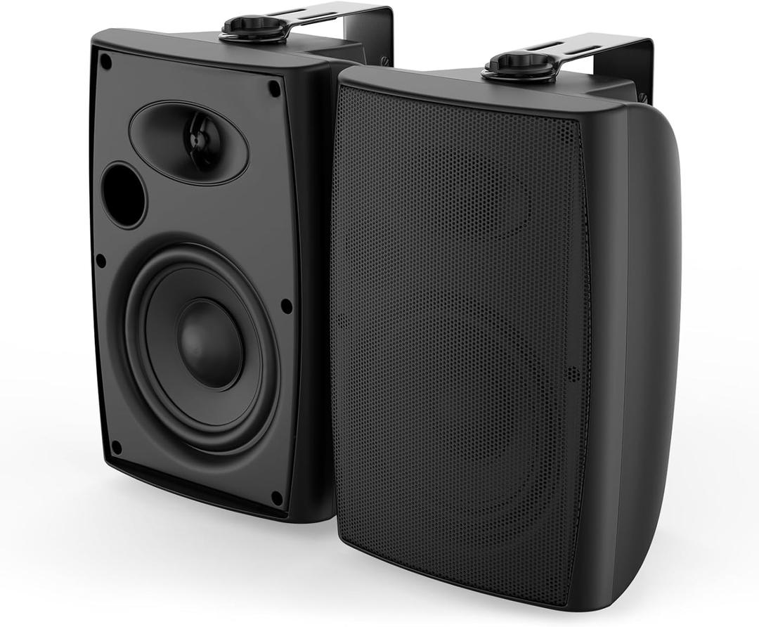 Herdio 400W 6.5 Inch Passive Outdoor Speakers Wired Waterproof,2 Way Wall Mounted Speakers with Powerful Bass for Patio Home Indoor Poolside Deck Backyard (Pair,Black)