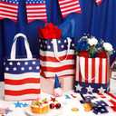Locmeo 24 Pcs 4th of July Patriotic Party Favor Bags with Handles Reusable Non Woven American Flag Goodie Bags Independence Day Gift Bag for Girl Boy Birthday Memorial Party Supplies, 8 x 4 x 10 Inch