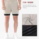 Cosmolle Men's 2-in-1 Quick-Dry Workout Shorts Built-in Liner Elastic Waistband Multi-Pocket Design for Gym Basketball (XXL)