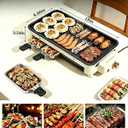 1500W Smokeless Electric Indoor Grill, 3 in 1 Korean Barbecue Grill with Net & Non-Stick Removable Plate and Magnet Strip, Temperature Control & Dishwasher Safe, Smokeless Korean BBQ for Kitchen Party