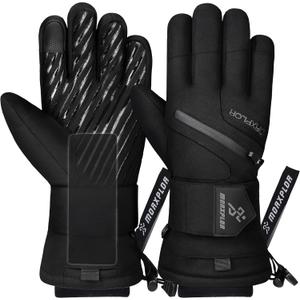 Ski Gloves with Wrist Guards Low Profile,Double-Side Wrist Protection Pair Snowboarding Gloves (Small, Black)