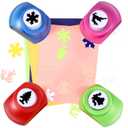 4 Pcs Lever Action Punch Christmas Punch Deer, Bell, Snowflake, Christmas Tree Shape Cutters for Crafts Christmas Hole Punch Set for Paper Crafting Scrapbooking Cards Arts DIY Projects