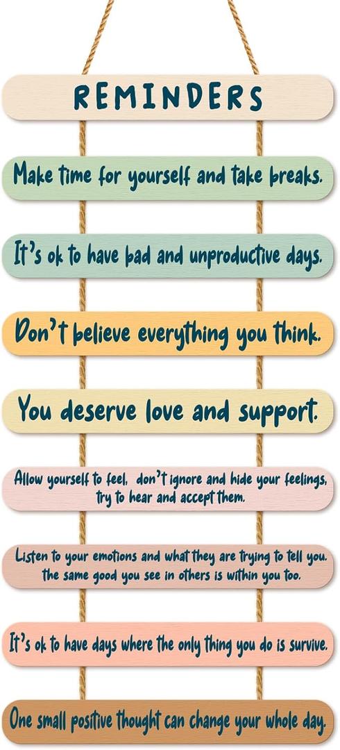 Inspirational Wall Decor Signs for Office Home, Positive Affirmations Gifts Little Reminders Plaques for Friends Coworkers, Mental Health Psychology Wooden Hanging Wall Art Decor