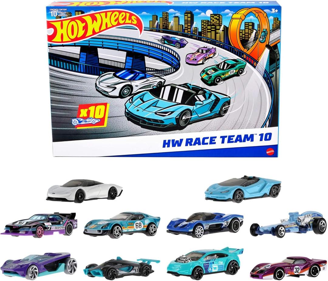 Hot Wheels Toy Cars, 10-Pack of Race Cars, Includes 1:64 Scale Corvette, Lamborghini, McLaren Originals