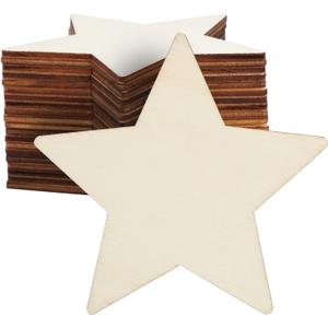 Juvale Wooden Stars for Crafts - 24-Pack, 3.9In x 3.9In x 0.1In, Unfinished Poplar Wood - DIY Ornaments & Decorations - Wooden Star Shapes & Unfinished Wood Cutouts