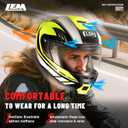 LEM Modular Motorcycle Helmets Fiberglass, Full Face Motorcycle Helmet Flip Up for Touring, DOT Certified, Release Sun Visor & Removable Comfort Liner, Lightweight Street Bike Helmet (Yellow, L)