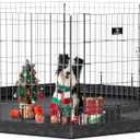 PJYuCien Dog Playpen, 8 Panels 24’’H Dog Pens Indoor with Bottom Pad, Metal Foldable Pet Puppy Exercise Fence Crate Kennel, Better for Small Animals,Black
