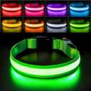 PcEoTllar Light up Dog Collar for Night Walking - LED Dog Collar Light Rechargeable Color Changing, Glow in The Dark Dog Collars Waterproof Glowing Dog Collars for Large Small Medium Dogs (M(15 inch-19.7 inch), Green)