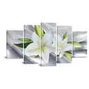 iKNOW FOTO Large 5 Pieces Canvas Wall Art Print Floral Lily Design 60x32 Framed Stretched Artwork Modern Contemporary Flower Painting Home Decor Canvas Prints for Living Room, Bedroom, Office