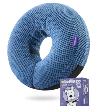 Soft Inflatable Dog Cone Collar for Small Medium Large Dogs - Neck Donut E Collar Alternative for Recovery After Surgery - Blue M