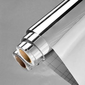 Wallercity 24''x315'' Silver Self-Adhesive Flexible Mirror Stickers Peel and Stick Mirrors Wall Stickers Vinyl Waterproof Mirrors Wallpaper for Bedroom Bathroom Decor Reflective Decor Mirror Sheets (315"L x 24"W)