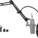 Upgrade Mic Wall Mount,Microphone Boom Arm Wall Stand Holder for Logitech Blue Yeti,Razer,HyperX,Shure,Rode Mic Broadcasting, Voice-Over Sound,Streaming and Recording-booth