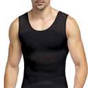 Mens Compression Shirt to Hide Gynecomastia Moobs Slimming Body Shaper Vest (Large, (2#)black)