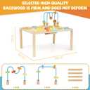 Wooden Activity Table for Toddlers 8-in-1 Multi-Color Montessori Activity Center&Baby Activity Cube with Bead Maze, Shape Sorter, Gears, Math & Clock Toys,Educational Gift for 1 Year Old Boys Girls