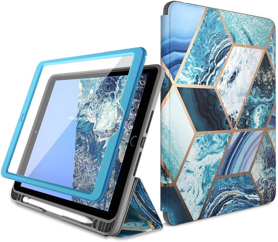 i-Blason Cosmo Case for iPad 9th/8th/7th Generation, iPad 10.2 (2021/2020/2019), Full-Body Trifold with Built-in Screen Protector Protective Smart Cover with Auto Sleep/Wake & Pencil Holder (Blue)