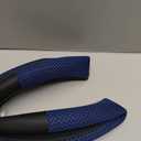 KAFEEK Steering Wheel Cover, Universal 15 inch, Microfiber Leather Viscose, Breathable, Anti-Slip, Warm in Winter and Cool in Summer, Black & Blue