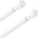 2 Pack White Spring Tension Curtain Rods 28-48 Inches, Spring Loaded Curtain Rods No Drilling, Adjustable Small Tension Rod for Windows, Kitchen, Doorway, Bathroom, Closet