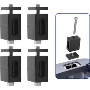 4 Sets Truck Bed Stake Pocket Mounting Kit Stainless Steel with Black Rubber Blocks Universal Fit for Standard Truck Beds, Complete Hardware for Rack & Accessory Installation-Tougher Rubber