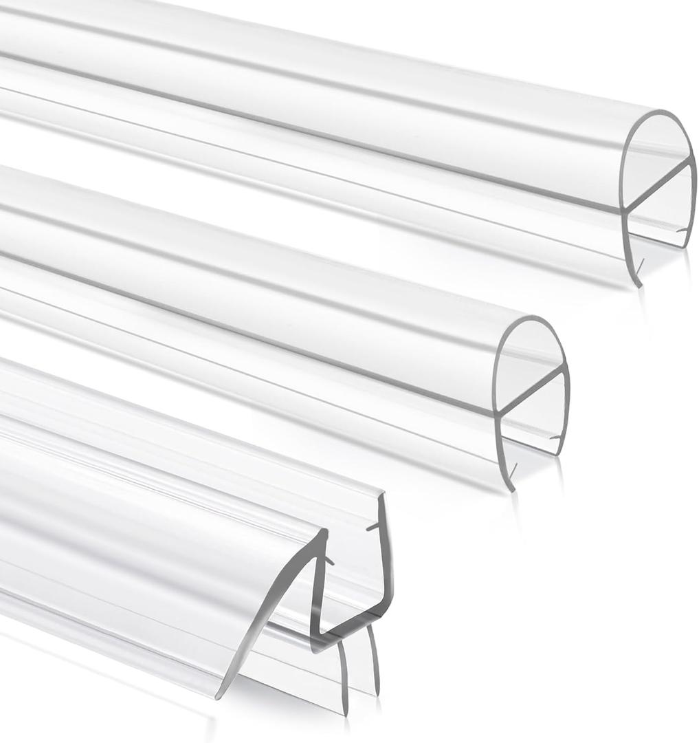 Shower Door Seal, 3 Pack 3/8" X 78" Glass Door Bottom Seal, Ultra Clear Frameless Shower Doors Strip Side U-Type, Shower Door Sweep to Stop Water Leaks for 3/8 Inch (10mm) Glass