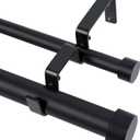 OLV Black Double Curtain Rod, 1 Inch Dual Curtain Rods for Windows 36 to 72 Inch, Heavy Duty Adjustable Telescopic Spliced Window Treatment Rods Set for Living Room Farmhouse