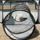 Outdoor Cat EnclosureCat Tunnels for Indoor and Outdoor Playpen Portable Cats with Cube Tent Toys Combo for Kitten, Puppy, Rabbit and Small Animals(One Small and One Large Hexagonal Cube +Tunnel