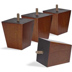 Solid Wooden Furniture Legs 3 Inch, Natural Wood Mid Century Legs for Furniture Replacements for Couch Legs, Sofa Legs, Bench Legs, Ottoman Legs, Bed Legs, Cabinet Legs, Set of 4