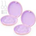 2 Pack Retainer Case, Magnetic Aligner Case Compatible with Invisalign, Portable Slim Orthodontic Storage Kit for Clear Aligners - Pink