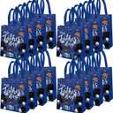 16Pcs Father's Day Party Non-Woven Bags Candy Goodie Gift Bags Reusable for Happy Fathers Day Dad Theme Party Supplies 7.8x3.1x9.8 InchesBlue