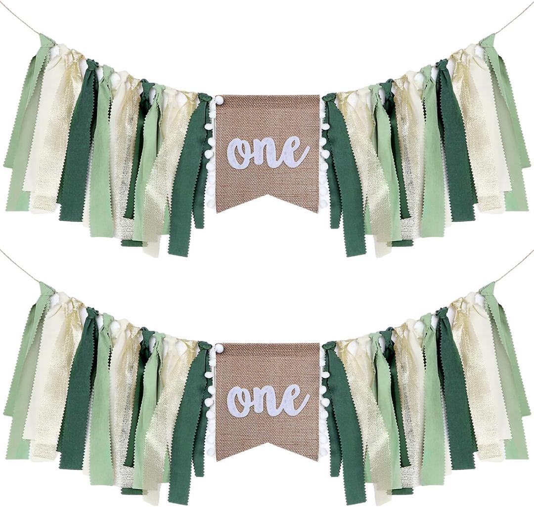 Buryeah 2 Pcs Safari Twins Highchair Banner for 1st Wild Birthday Twin Baby Shower Decorations Twins 1st Jungle Theme Birthday Party Cake Smash Photo Props Woodland Decorations(Fox Wild Style)