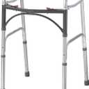 Drive Medical 2-Button Standard Foldable Walker for Seniors & Adults - Adjustable Legs - Lightweight Aluminum Construction - 350 Lb Weight Capacity - Basic Walking Aid - Silver