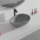 CASAINC Vessel Sink with Pop up Drainer, 21'' Concrete Bathroom Sink, Egg Shape Countertop Sink, Above Counter Bowl Basin, Modern Artistic Bathroom Vanity Sink Bluish Gray (Egg Shape)