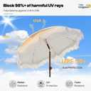 7ft Patio Umbrella with Fringe, Boho Beach Umbrellas, Outdoor Tassels Umbrellas with Push Button Tilt & Carrying Bag, 8 Windproof Fiberglass Ribs, UPF50+