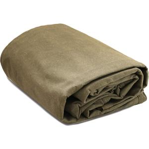 WHITEDUCK Canvas Tarp 18 oz. Heavy Duty Water Repellent UV Resistant, Rustproof Grommets, Industrial & Commercial Use Cloth Tarp (Cut Size: 8'x10', Finished Size: 7'6"x9'6", Olive Drab)
