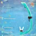 OutdoorMaster Marlin Kids Mask Fins Snorkel Set, Dry Top Snorkeling Gear with Adjustable Fins, Anti-Fog Snorkel Mask Set for Boys and Girls Age 6-16 (Cyan)