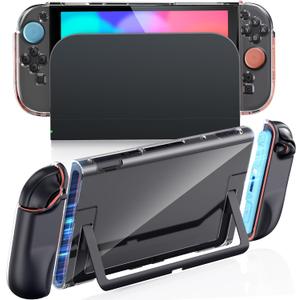 2 x [Improved Easy-Dock Version] Clear Dockable Protective Case Compatible with Nintendo Switch 2 2025, Transparent Hard Shell, Slim Cover Protector for Joycon & Grip, Split Design, Anti-Scratch