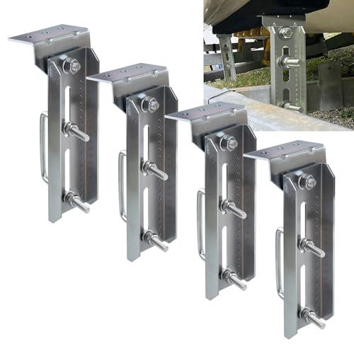 CWaveRow 4 PCS 8" Boat Trailer Bunk Brackets Heavy Duty Galvanized Swivel Brackets Kit Fits 1.5"x3", 2"x3", 3"x3" Crossmembers - Marine Trailer Bunk Supports with Square U-Bolts
