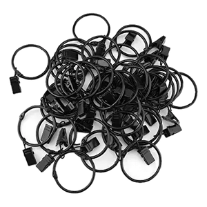 40 Pack Metal Curtain Rings with Clips, Drapery Hanging Hooks for Curtains, Shower Curtains and Window Treatments, Black