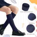 Cozypower 4 Pairs Calf Knee High Sock for Girl Kid Boy, Cotton School Uniform Unisex Solid Seamless Sock for Dress (Medium, Balck,white,navy Blue)