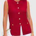 PRETTYGARDEN Women's 2026 Spring Sweater Vest Sleeveless Button Down Knit Cardigan Tank Tops Summer Business Casual Outfits (Red)