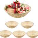 6 Pack Bamboo Bread Basket, 12" Round Stackable Gift Baskets, Woven Food Storage Serving Organizer for Vegetables Snacks Berry Fruit, for Kitchen Restaurant Centerpiece Display Party Wedding