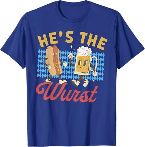 Funny Oktoberfes Hes The Wurst Shes a Brat Couples Matching T-Shirt, Large