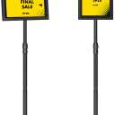 2 Pack Sign Holder Stand 8.5x11 Inch, Adjustable Sign Stand, Floor Standing Sign Holder, Snap-Open Frame Display, 360 Rotation Outdoor Indoor Poster or chalk board Display for advertising,Malls,Black