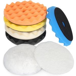 Autolock 6" Buffing Polishing Pads, 7Pcs 6Inch (150mm) Waffle Foam Buffing Pad, Wool Pad Kit for 6 in Backing Plate, Car Polisher Boat Compounding, Polishing and Waxing